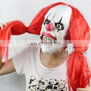 Halloweem Latex Clown Mask With Red Wigs thumbnail-3