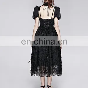 Punk Rave Gothic Black Choker With Attached Puffed Short Sleeves S-147 thumbnail-6