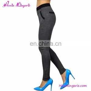 2017 Oem Stretch Grey High Waisted Casual Trousers Women's Pants thumbnail-5