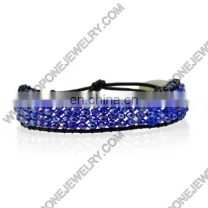 Fashion Leather Blue Beaded Wrap Bracelet for Sale thumbnail-1