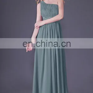 Hot Sale Women One Shoulder Long Bridesmaid Dress Grace Karin Chiffon Colorful Cheap Evening Dresses China CL4107 thumbnail-4