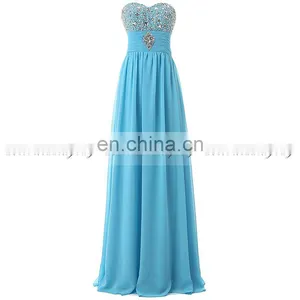 2016 Summer Newest Elegant Formal Sweetheart Sequins Pleats Chiffon Lace-up Prom Dresses thumbnail-3