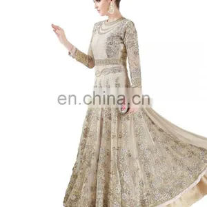 2017 Wedding Engagement Wear Anarkali Net Gown ( Heavy Embroidery Work Semi-Stitched Dress Material ) thumbnail-1