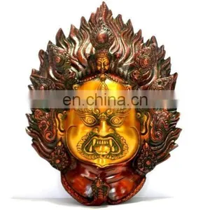 Statue Mahakala Buddha Tibet Buddhism Tibetan Vajrapani Old Wall Hanging Mask Home Vintage Art Ethnic Decorative Wholesale thumbnail-1