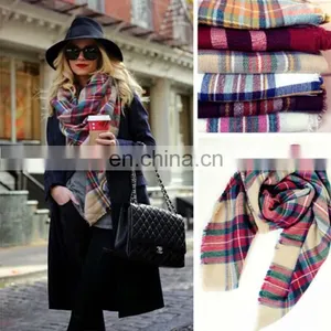 European Winter Cashmere Scarf Plaid Scarf Increase Double Colorful Square Scarf Shawl thumbnail-1