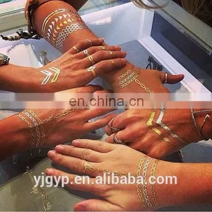 Metallic Gold Temporary Finger Tattoo Sticker thumbnail-1
