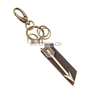 Punk Style Bronze Metal Arrow Leather Bag Keychain For Gift thumbnail-1