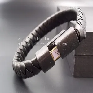 Fashion Bracelet For IPhone Charger 2.1A USB PU Leather USB Data Cable thumbnail-1