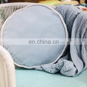 High Quality Light Blue Round Plush Decoration Cushion Round Cake Stuffed Chair Pad Car Seat Cushion thumbnail-4