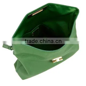 Fashion Grained Leather Clutch Bag Simple Folded Dinner Ladies Hand Bags With Wristlet Strap 2016 Popular Apple Green thumbnail-4
