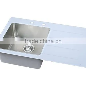 Glass Countertop Sink With Handmade Stainless Steel Sink thumbnail-1