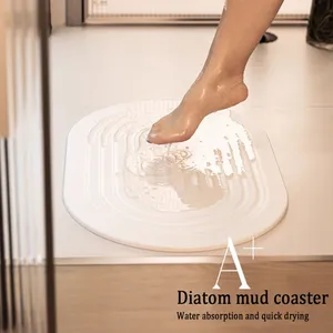 Comfortable Absorbent Special Wave Engraving Diatomite Stone Bath Mat Manufacturer thumbnail-1