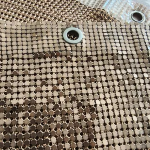Mesh Chain Mail Curtains Industry Supply Colorful Soft Metal Decorative Aluminum Cloth Fabric Sequin Gold Anodized Modern Window thumbnail-5