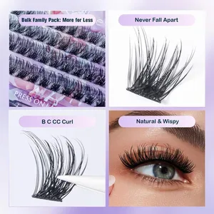 Glue-free Synthetic Home Self-adhesive Eyelashes Handmade DIY Press Adhesive Cluster Lashes Glossy Fine Band Eyelash thumbnail-5