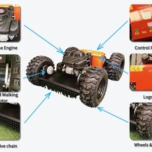 Remote Controlled Four Wheel Drive Weed Mower 4-Stroke Petrol Engine Lawn Grass Crusher 200 Meters Long thumbnail-3