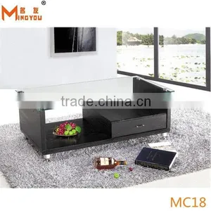 Glass Top Wood Base Coffee Table Made in China thumbnail-1