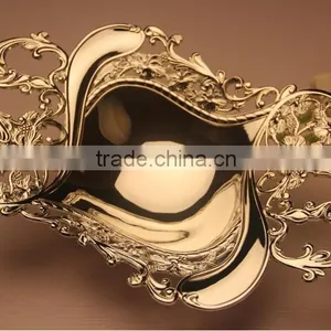 AN378 ANPHY European Style Household Decoration Pattern Real Silver Plating Cake Fruit Metal Plate Tray Holder Display Stock thumbnail-1