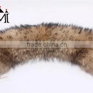 Natural Color Raccoon Collar for Jacket Raccoon Fur Stripes thumbnail-1