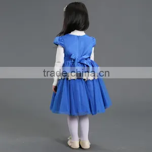 Wholesale Fashion New Design Embroidery Royal Blue Party Children Frocks Designs thumbnail-3