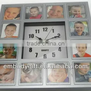 Plastic Wall Clock With Multi Photo Frame Home Decor Baby Pictures Digital Wall Clock thumbnail-2