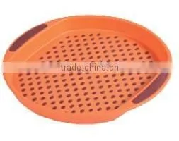 Wholesale Plastic Anti-skid Food Round Serving Tray With Handle Quality Choice thumbnail-2