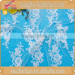 M0104A (4.6) Large Quantity Cheap 100% Polyester Decorative Fashion French Embroidery Lace Fabric thumbnail-1