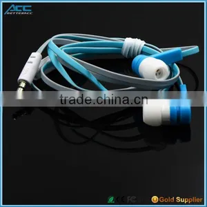 2015 Cheap Factory Directly Fashionable 3.5MM Flat Cable New Earphones/Earbuds With Mic for Mobile Phone thumbnail-3