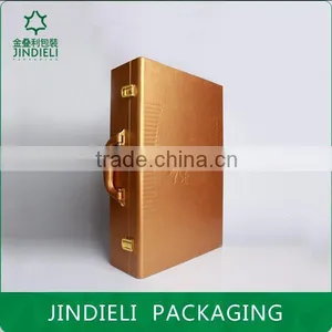 High-end Brown Wooden Cosmetic Box With Leather Handle thumbnail-1