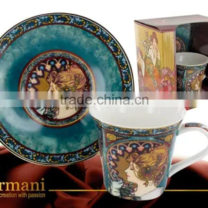 CARMANI Cup & Saucer of ALFONS MUCHA Collection thumbnail-1