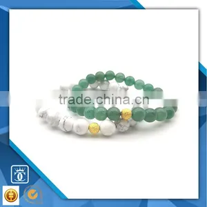 GB0876 Natural Stone Beads Elastic Bracelet, Gemstone Beads Stretch Bracelet, Semi Precious Stone With Silver Matte Beads Supplier's Choice thumbnail-1