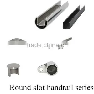 Slot Pipe Handrail Stainless Steel Glass Railing System thumbnail-4