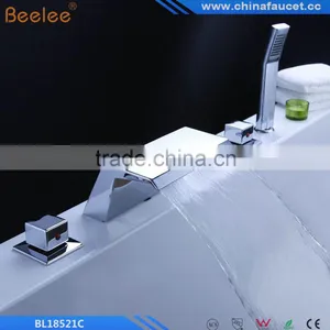Beelee BL18521C Deck Mounted Tub Faucet With Stainless Steel Spout + Hand Shower thumbnail-1