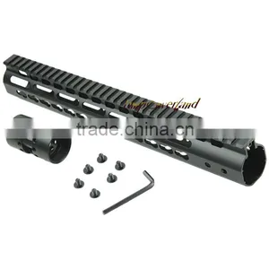 Funpowerland Black Free Float NSR 13.5" Handguard One-piece Top Rail System KeyMod High Quality Ultra Lightweight BK For AR-15 thumbnail-1