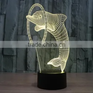 3D Illusion Led Night Light 7colors Dolphin Lamp Table Novelty Products Christmas Lights With Touch Button Children Night Light thumbnail-3