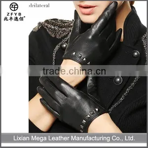 High Quality Ladies Cheap Custom Driver Leather Gloves With Naps thumbnail-1