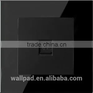 China Supplier Wallpad Luxury Waterproof Black Crystal Glass 110~250V RJ45 Computer Internet Network Wall Socket Switch Quality Choice thumbnail-1