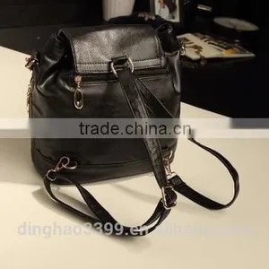 European Style Fashion Backpack Cool Lady Black Backpack High Quality PU Backpack thumbnail-2