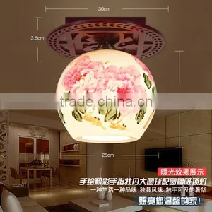 Chinese-made Flower Shade Modern Ceramic Energy Saving Ceiling Lamp Porcelain Wooden Light thumbnail-5