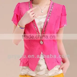 Fashion Women Ladies Girls Red Blazer /Short Sleeve Summer Blazer Design thumbnail-1