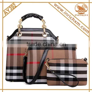 2015 Winter Trendy England Checks Lady's Canvas Handbag Set thumbnail-1