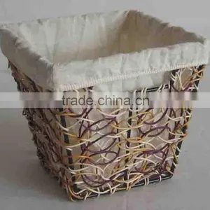 NEW Crazy Weaving Laudry Basket, Iron Frame Inside, Handicraft Vietnam thumbnail-1