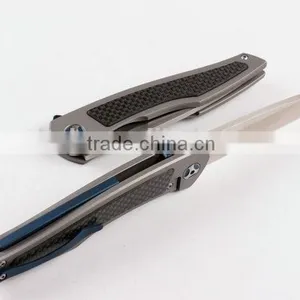 OEM All Titanium Handle D2 Blade Folding Knives for Outdoor thumbnail-4