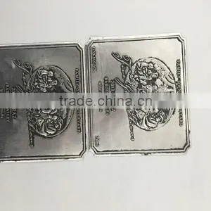 Antique Silver Stannum Wine Label, Adhesive Tin Label, Embossed Tequila Label thumbnail-3
