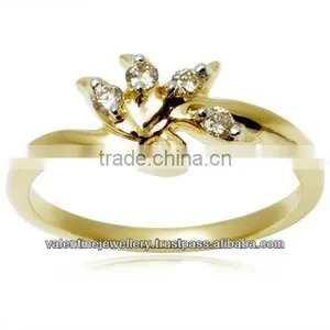18k Yellow Gold Ring, Diamond Ring, Diamond Gold Ring thumbnail-1