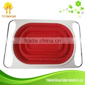 Flexible Stainless Steel Silicone Foldable Colander thumbnail-1