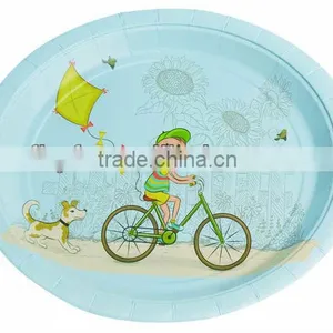 Food Grade Logo Printed Tea Party Boy and Girl Design Fancy Paper Plates thumbnail-2