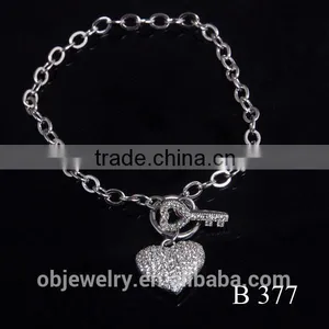 Tribal Loop Silver Heart and Key Chain Bracelet thumbnail-3