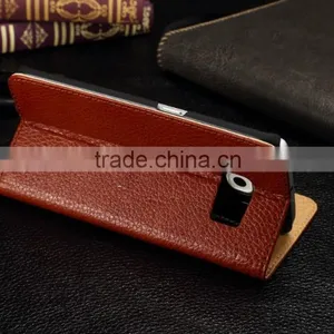Genuine Leather Cover Window Display Stand Phone Flip Case For Samsung Galaxy S6 Edge thumbnail-5
