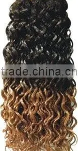 100% Synthetic Omber Color Afro Curly Hair Weave, Hair Weft for Braiding thumbnail-1