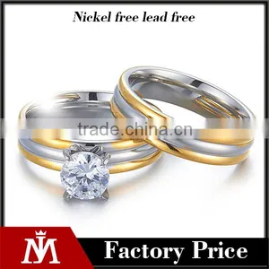 2016 Fashion Two Tone Fashion cz Surgical Stainless Steel Rings for Lovers thumbnail-1